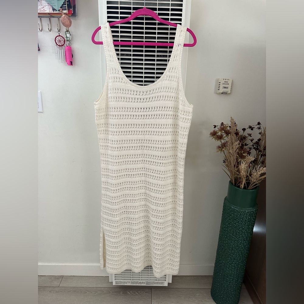 Old Navy Cream Crochet Maxi Dress